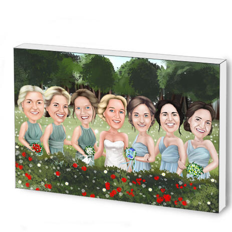 Wedding Group Caricature Printed as Photo Block - example