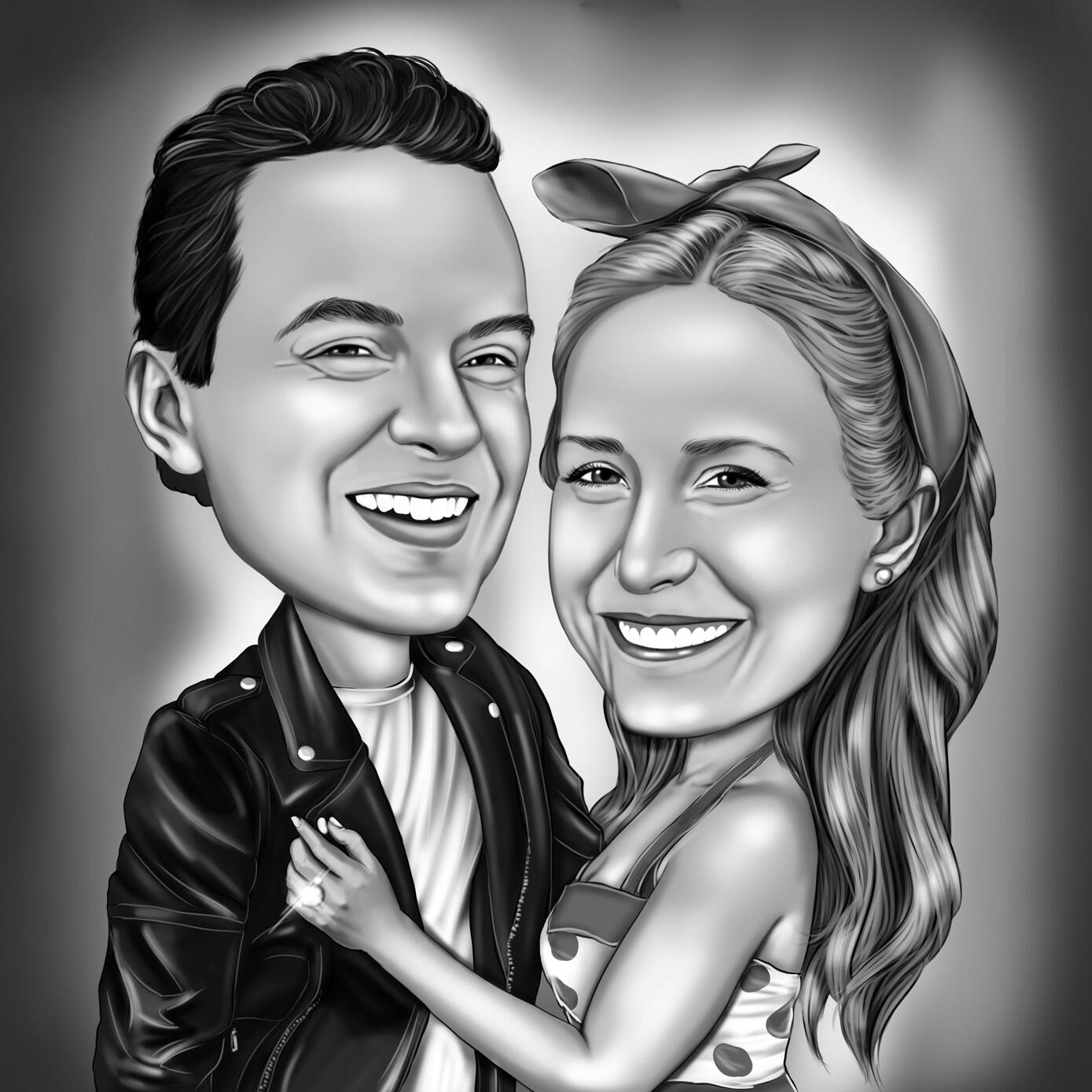 Engagement Caricature From Photos For Anniversary Gift