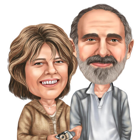 Couple of Photographers Caricature Drawing in Colored Style from Photo - example