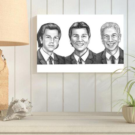Work Team Caricature on Canvas - example