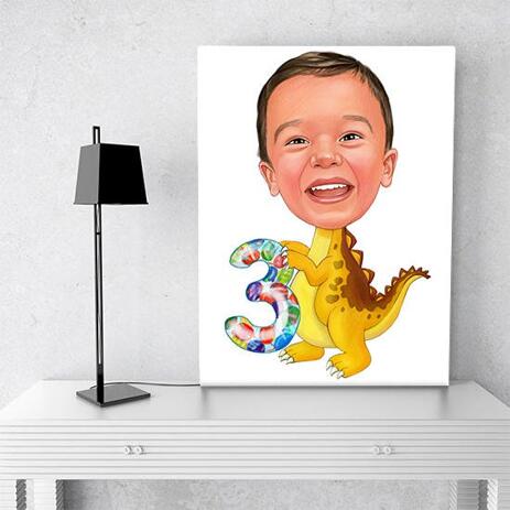 Birthday Children Caricature on Canvas - example