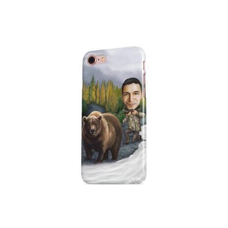 Man with Pet Caricature on Phone Case - example
