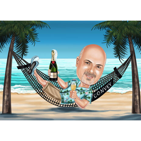 Boss on Vacation - Custom Caricature Gift from Photo for Boss Day - example