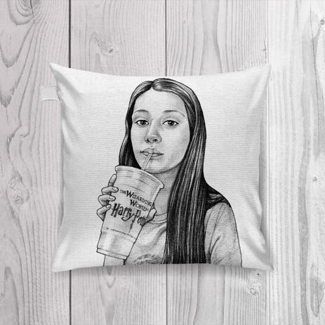 Teen Caricature from Photos as Pillow - example