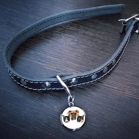 Pets Caricature Printed on Pet Tag - example