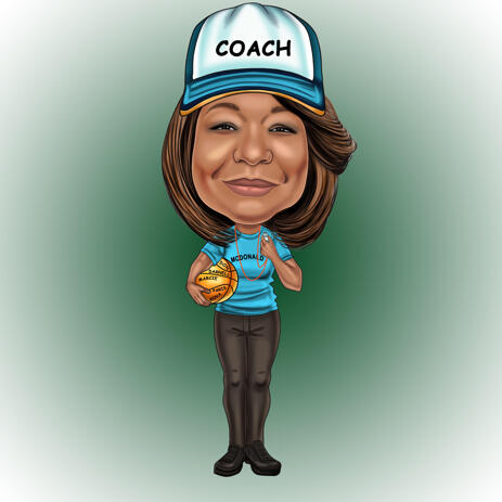 Coach Full Body Caricature from Photos for Custom Trainer Gift - example