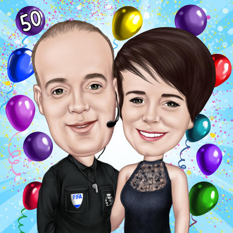 Colleague Caricature Portrait Drawing from Photo for Birthday Gift - example