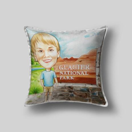 Colored Boy Caricature on Pillow - example