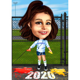 Caricature Kinder personnalisée sur le thème du sport dans un style coloré à partir de photos