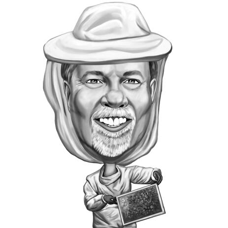 Custom Caricature Portrait from Photo for Beekeeper Apiarist Gift - example