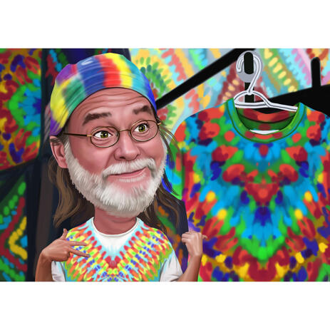 Customized Person Guru Caricature Portrait in Colored Digital Style from Photos - example
