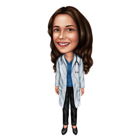 Cute Doctor Pediatrics Colored Caricature from Photos for Doctor's Day Gift - example