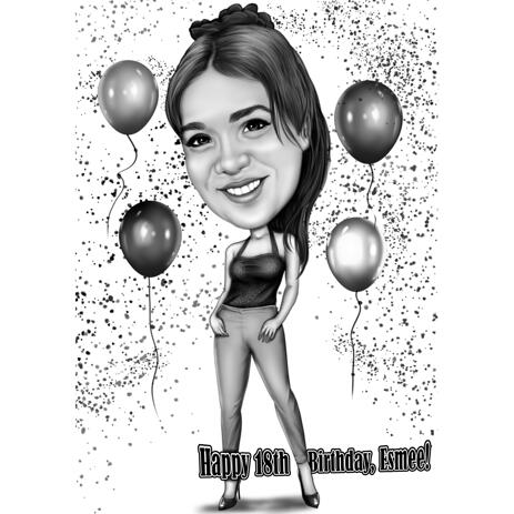 18th Anniversary Birthday Caricature from Photos - example