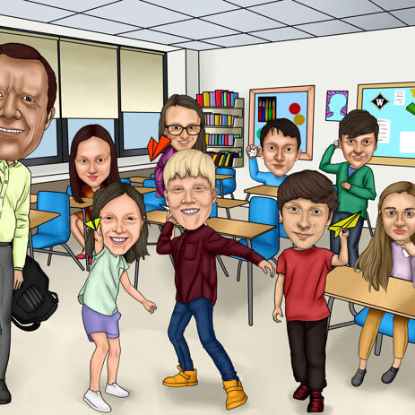 School Group Caricature from Photos - example