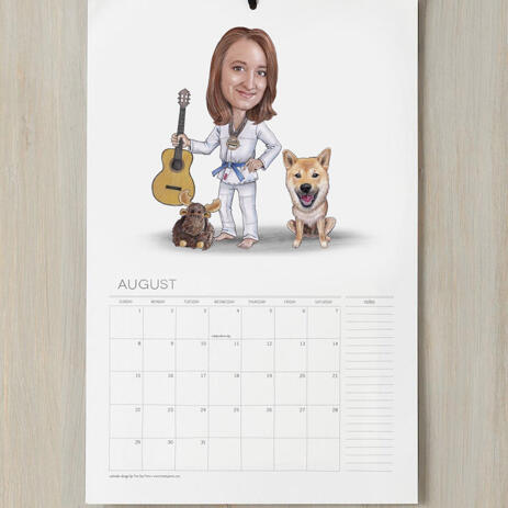 Master and Dog Caricature as Calendar - example