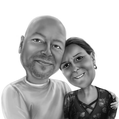 Dearly Hug Cartoon Drawing in Black and White Style from Photos - example