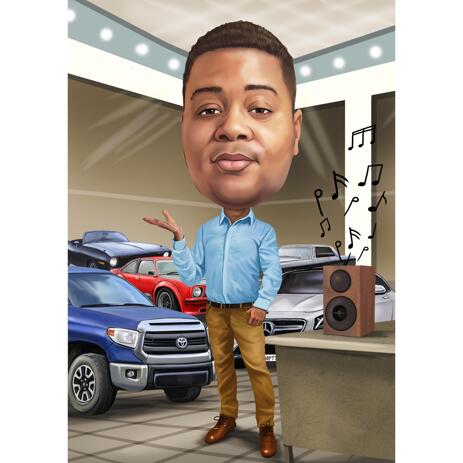 Full Body Custom Cartoon from Photos with Colored Background - example