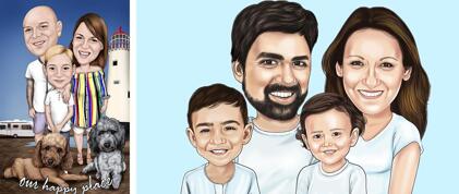 Parents with Kids Caricature