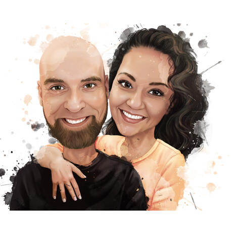 Watercolor Couple Portrait in Natural Colors - example
