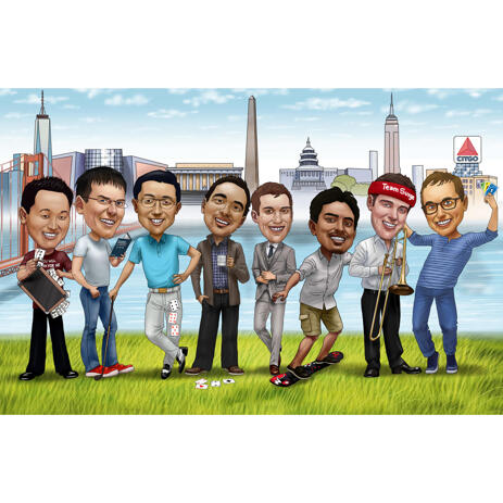Custom Groomsmen Gift - Groomsmen Caricature from Photos - example