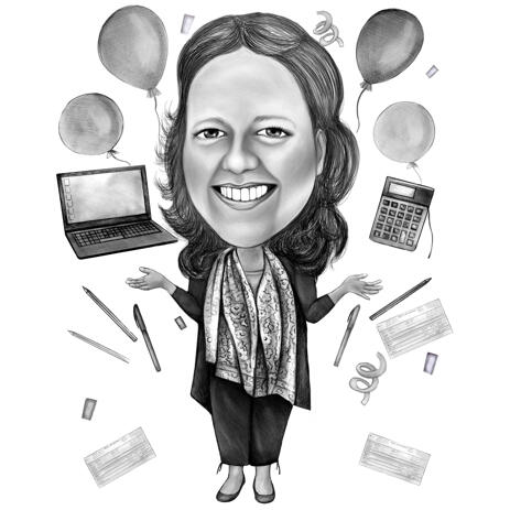 Any Profession Birthday Gift Caricature Portrait for Mother - example