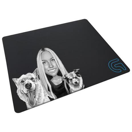 Dog Caricature from Photos Printed as Mouse Pad - example