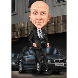 Full Body James Bond Cartoon portret Hand getrokken uit foto's met aangepaste achtergrond
