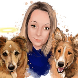 Ritratto commemorativo del proprietario con animali domestici dalle foto in stile acquerello
