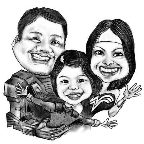 Custom Superheroes Group Caricature from Photos - example