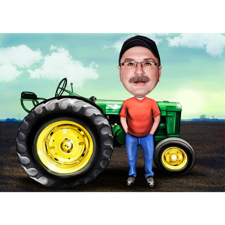 Person Agriculturalist Cultivator Caricature in Color Style as Custom Gift for Farmer - example