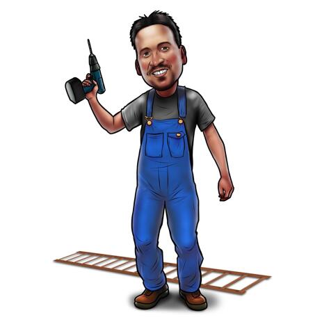 Workman Caricature from Photos in Colored Style with Tools - example