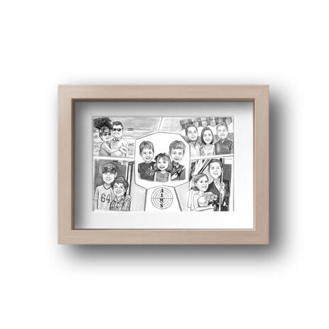 Family Collage Caricature as Poster - example