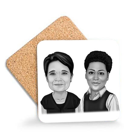 Caricature for Business Owners on Photo coasters - example
