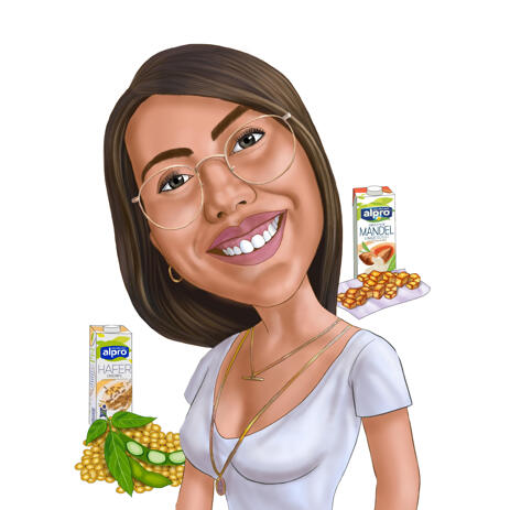 Person Cartooning Caricature from Photos for Vegans - example