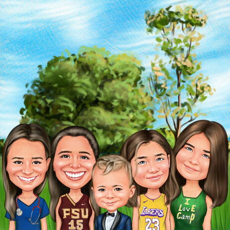 Shaping the Future - Kids Group Caricature Gift with Custom Background - example