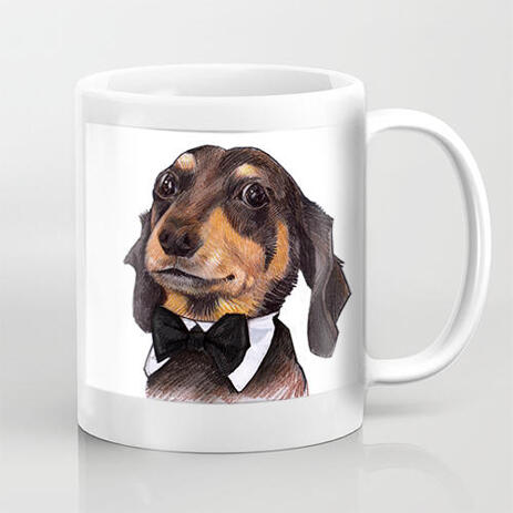 Pet Caricature Drawing in Colored Exaggerated Style on Mug Print - example