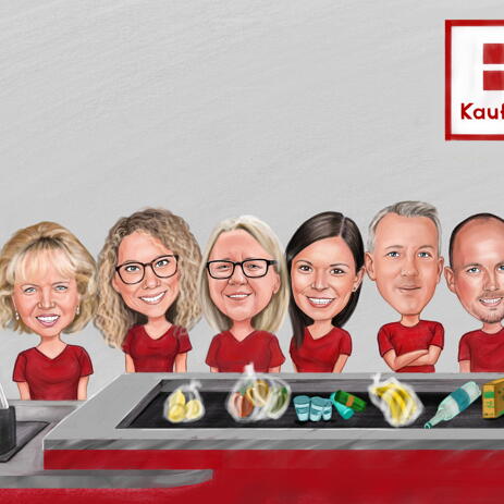 Staff Group Caricature from Photos - example