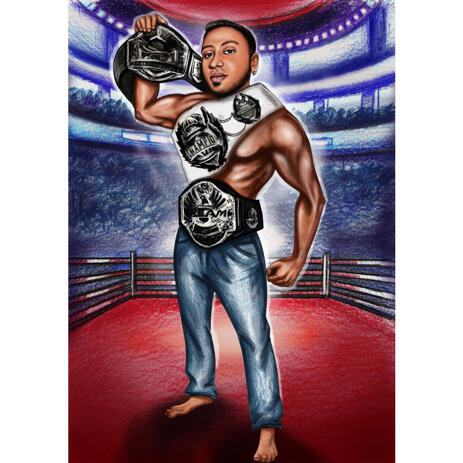 Boxer Ring King Caricature in Full Body Type for Champions Gift - example