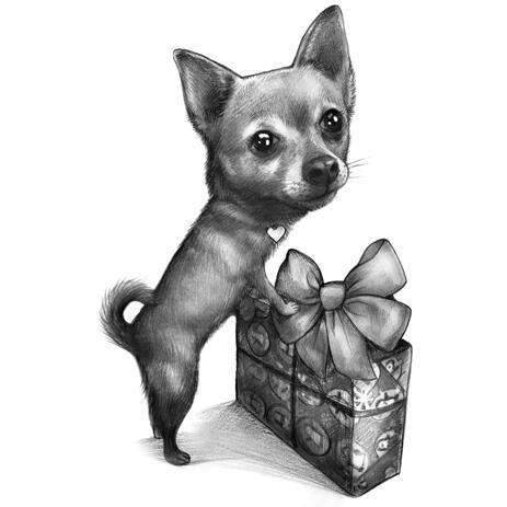 Cute Dog Cartoon Portrait in Black and White Style for Pet Birthday Day Gift - example