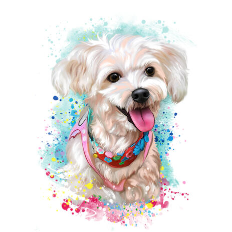 Bichon Maltaise Toy Dog in Soft Watercolor Pastel Style from Photos - example
