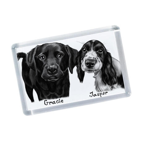 Dogs Caricature Drawing on Magnetes - example