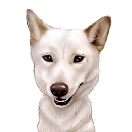 Colored Digital Style Korean Jindo Dog Caricature Portrait from Photos - example