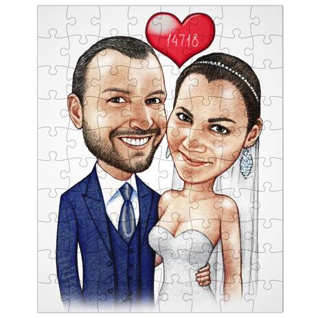 Wedding Caricature Printed on Puzzle - example