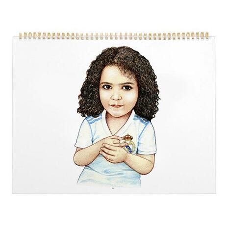 Kid Caricature Drawing Printed as Calendar - example