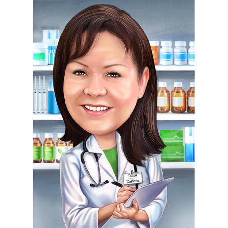 Custom Pharmacist Caricature from Photos - example