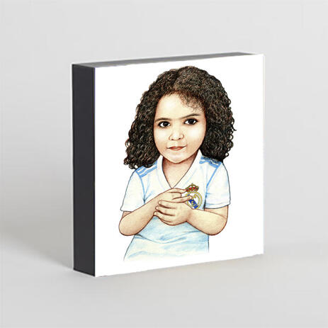 Kid Caricature Drawing Printed as Photo Block - example
