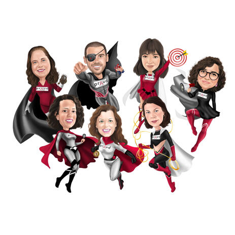 Premium Superhero Company Mascot Caricature from Photos - example