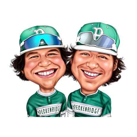 Two Persons Sport Caricature in Exaggerated Color Style from Photos - example