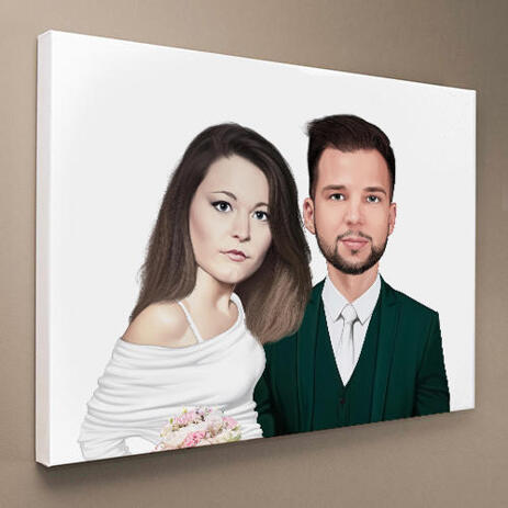 Bride and Groom Caricature as Wedding Gift on Canvas - example