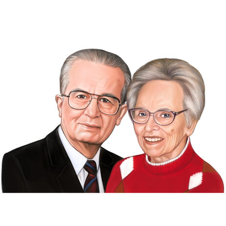 Customized Couple Portrait from Photos - Anniversary Gift for Parents - example